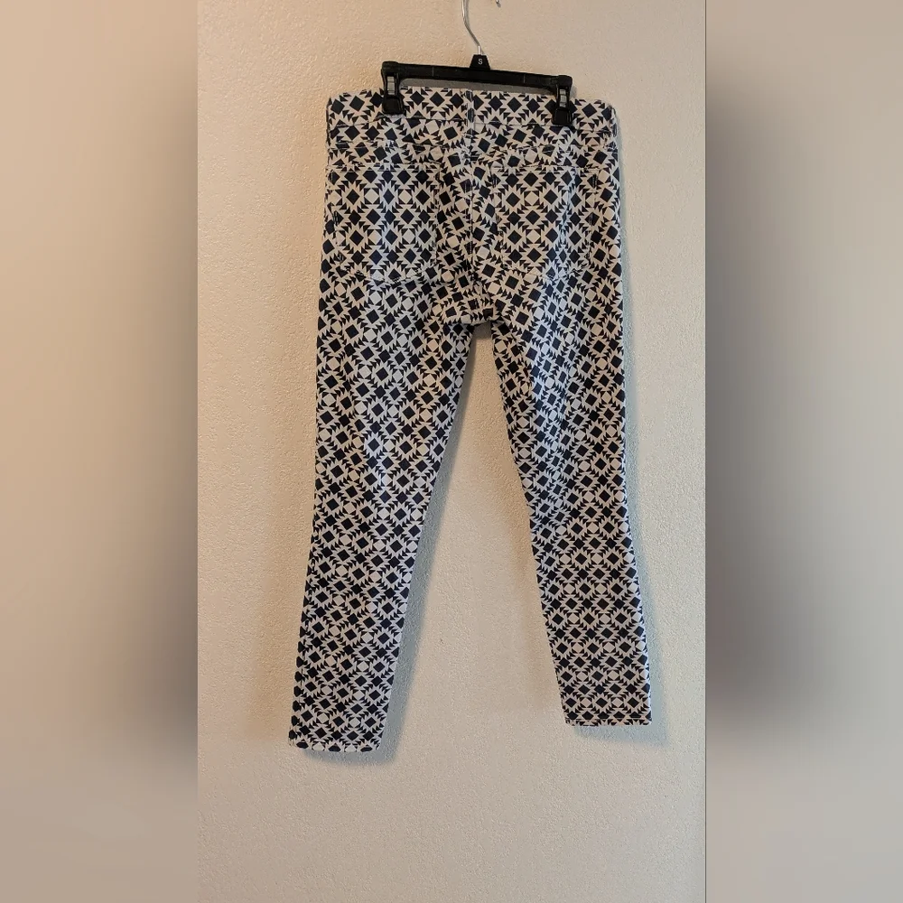 J.Crew Toothpick Black and White Patterned Pants 27 Ankle - Picture 4 of 6